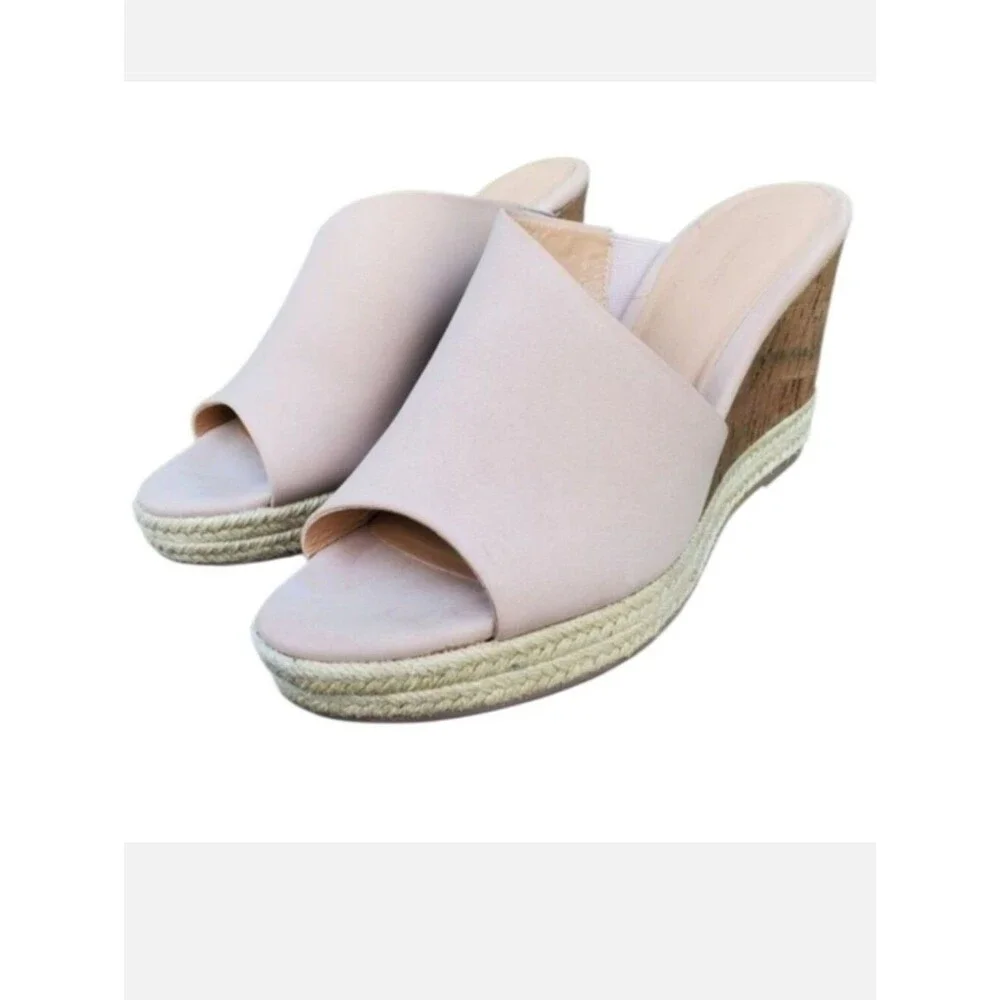 Cynthia Rowley Women's Nude Leather Wedge Sandals